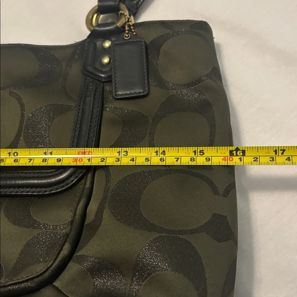 VTG Coach Campbell Signature Metallic Green Carryall Satchel Shoulder Bag F26246 - Picture 5 of 16